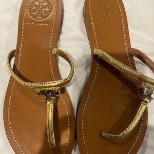 Tory Burch Gold Thong Sandal size 38